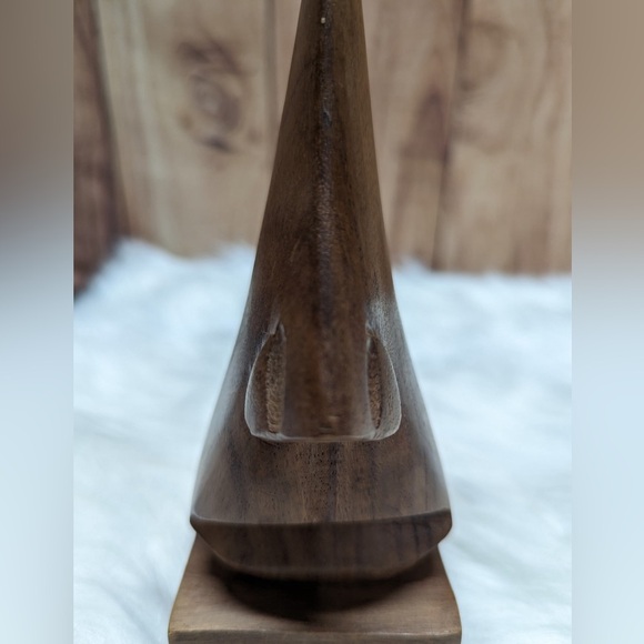 Wooden Eyeglasses Sunglasses Stand Vintage Retro Hand Carved Square Nose - Picture 2 of 6